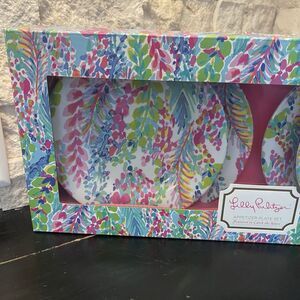 Lilly Pulitzer Catch The Wave 4-Piece Appetizer Plate Set New In Box
